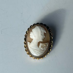 Antique Art Deco 1920's Gold Filled Conch Shell Cameo Pin Pendant